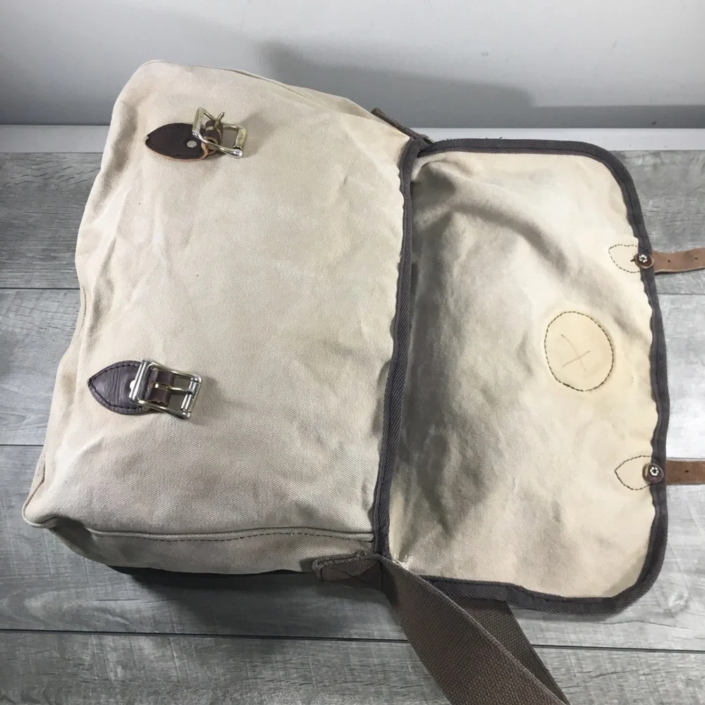 Duluth Pack Safari Travel Briefcase Tan Canvas Book Laptop Bag Business Everyday